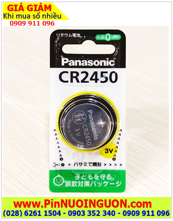 Panasonic CR2450; Pin 3v lithium Panasonic CR2450 thị trường Nội địa Nhật-vỉ chữ Nhật (Vỉ 1viên)